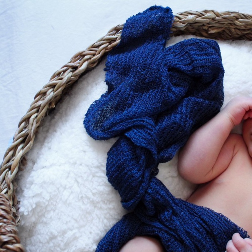 Newborn photo swaddle navy blue